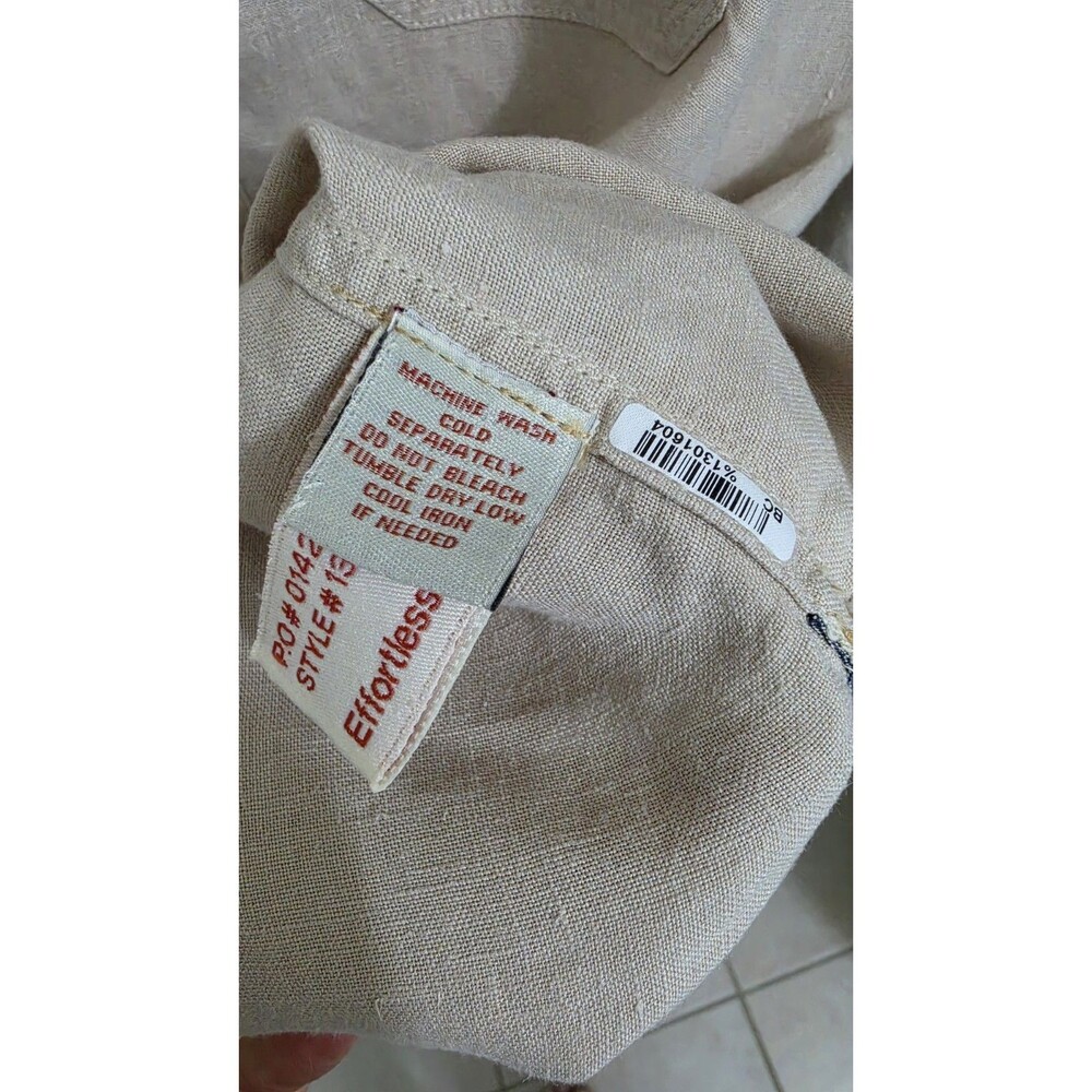 Carbon2Cobalt Shirt Mens Large 100% Linen Beige Long Sleeve Coastal Button Front - Picture 6 of 9